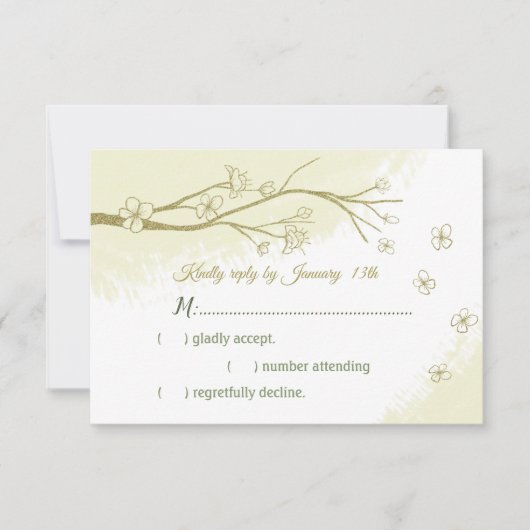 Schöne goldene Blüte RSVP Karte (Vorderseite)