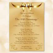 Schöne, goldene Einladungen zum Hochzeitstag,