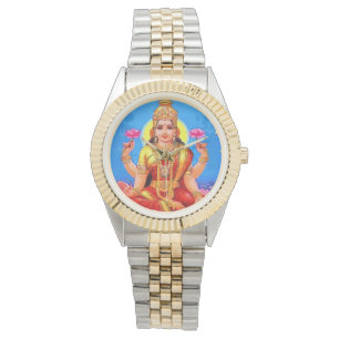 Schöne goldene Lakshmi Diwali Göttin Armbanduhr