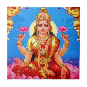 Schöne goldene Lakshmi Diwali Göttin Fliese