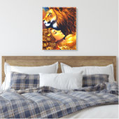 Schöne goldene Löwe und gemauerte Canvas Leinwanddruck (Insitu (Schlafzimmer))