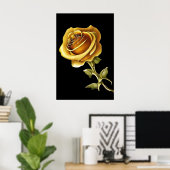 Schöne Goldene Rose Poster (Heimbüro)