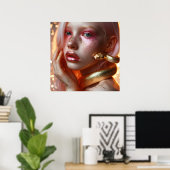 Schöne goldene Schlange mit Mädchen Poster (Heimbüro)