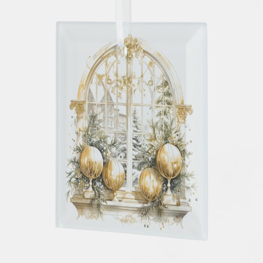 Schöne goldene und weiße Weihnachtsdesigns Ornament Aus Glas (Vorderseite links)