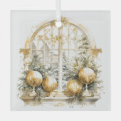 Schöne goldene und weiße Weihnachtsdesigns Ornament Aus Glas (Vorderseite)