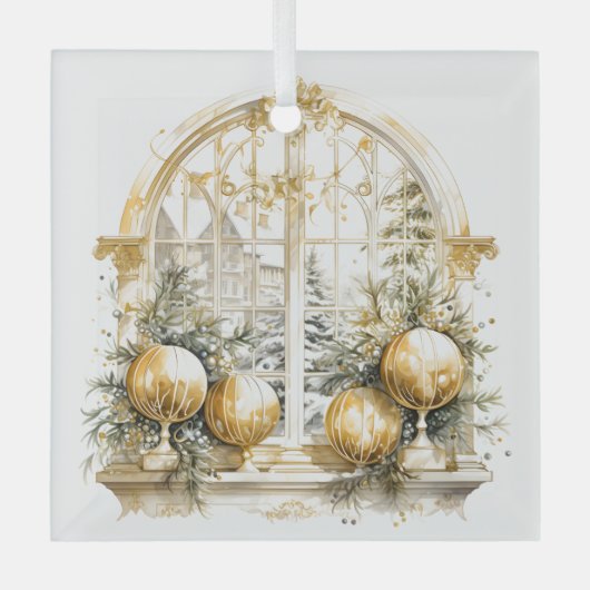 Schöne goldene und weiße Weihnachtsdesigns Ornament Aus Glas (Vorderseite)