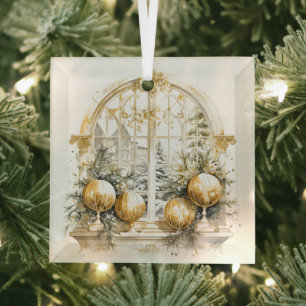 Schöne goldene und weiße Weihnachtsdesigns Ornament Aus Glas