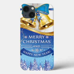 Schöne goldene Weihnachtsglocken mit Blauer Kuh Case-Mate iPhone Hülle
