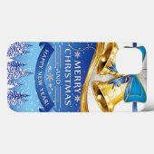Schöne goldene Weihnachtsglocken mit Blauer Kuh Case-Mate iPhone Hülle (Rückseite (Horizontal))