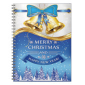 Schöne goldene Weihnachtsglocken mit Blauer Kuh Notizblock (Vorderseite)