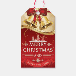 Schöne goldene Weihnachtsglocken mit Red Bow Geschenkanhänger