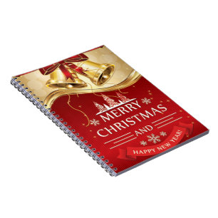 Schöne goldene Weihnachtsglocken mit Red Bow Notizblock