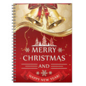 Schöne goldene Weihnachtsglocken mit Red Bow Notizblock (Vorderseite)