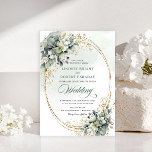 Schöne goldene weiße Rosen Hochzeitseinladung Einladung