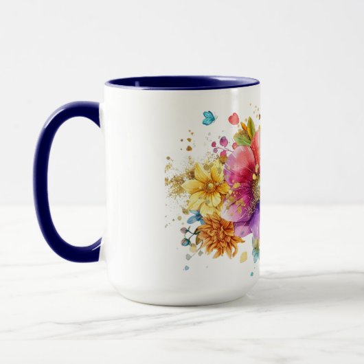 Schöne goldfarbene Blume Tasse (Links)