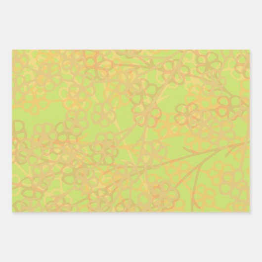 Schöne goldfarbene grüne Blüte Geschenkpapier Set (Vorderseite 2)