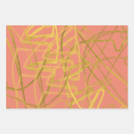 Schöne goldfarbene grüne Blüte Geschenkpapier Set (Vorderseite)