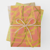 Schöne goldfarbene grüne Blüte Geschenkpapier Set (Beispiel)