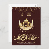 Schöne Goldfoil Happy Ramadan Kareem Feiertagspostkarte (Vorne/Hinten)