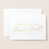 Schöne Goldfolie wirst du mein Blumenmädchen sein Folienkarte (Vorderseite mit Umschlag)