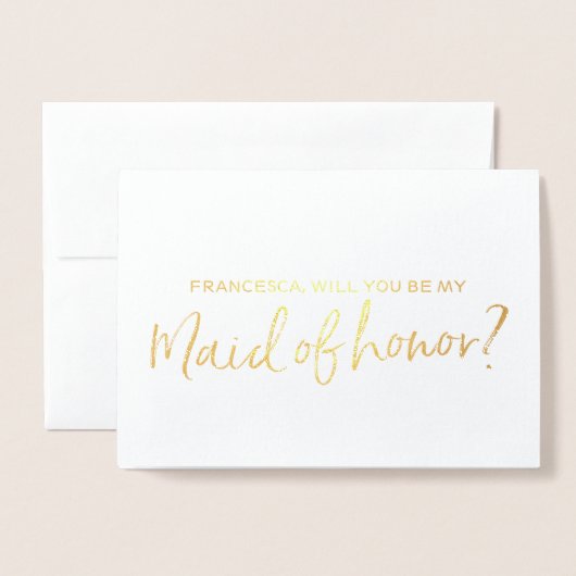 Schöne Goldfolie wirst du meine Trauzeugin sein Folienkarte (Vorderseite mit Umschlag)