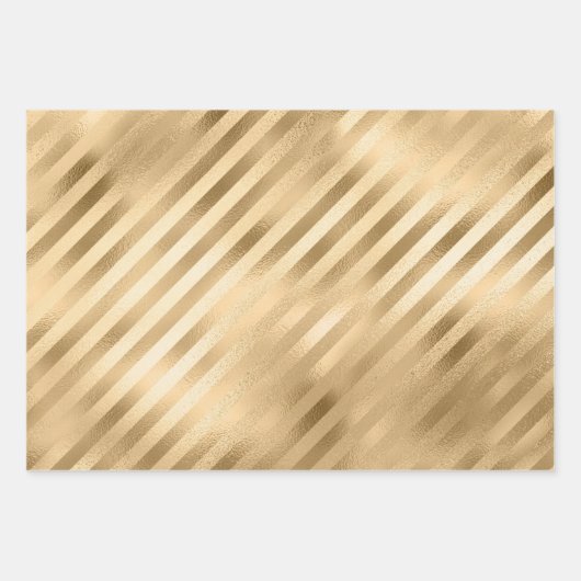 Schöne, goldgestreifte Hochzeit Geschenkpapier Set (Vorderseite 3)