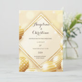 Schöne Goldige Hochzeitseinladung Karte (Stehend Vorderseite)