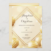 Schöne Goldige Hochzeitseinladung Karte (Vorne/Hinten)