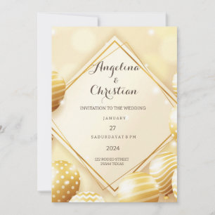 Schöne Goldige Hochzeitseinladung Karte