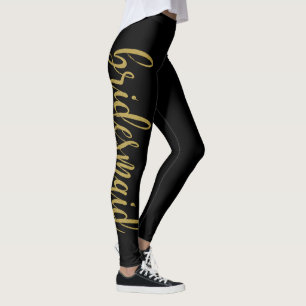 Schöne Goldmedaille Glitzer Calligraphy Bridesmaid Leggings
