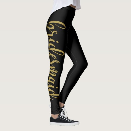 Schöne Goldmedaille Glitzer Calligraphy Bridesmaid Leggings (Rechts)