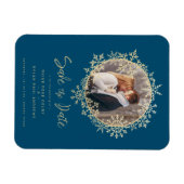 Schöne Goldschneeflocken Wreath Foto Frame Wedding Magnet (Horizontal)