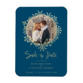 Schöne Goldschneeflocken Wreath Foto Frame Wedding Magnet (Vertikal)