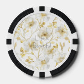 Schöne Goldweiße Blumen Pokerchips (Vorderseite)