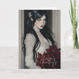 Schöne Goth Lady mit Red Poinsettias Card Karte