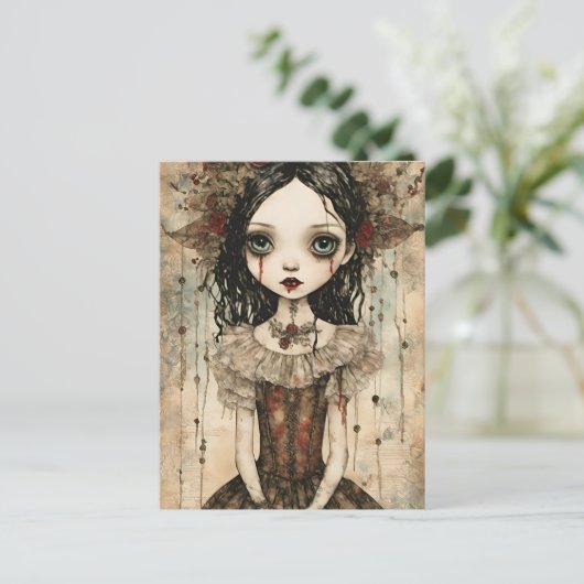 Schöne Gothic-Puppe Postkarte (Stehend Vorderseite)