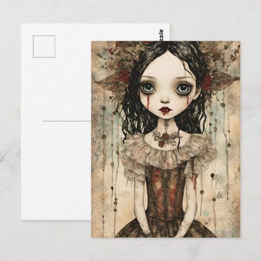 Schöne Gothic-Puppe Postkarte (Vorne/Hinten)