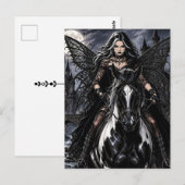 Schöne gotische Fee auf schwarzem Pferd Postkarte (Vorne/Hinten)