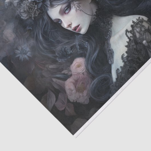 Schöne gotische Königin mit Blume Decoupage Seidenpapier (Ausschnitt)