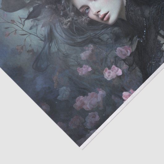 Schöne gotische Königin mit Blume Decoupage Seidenpapier (Ausschnitt)