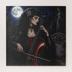 Schöne gotische Schönheit beim Cello-Spiel Puzzle