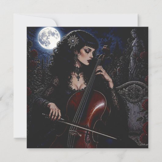 Schöne gotische Schönheit beim Cellospielen  (Vorderseite)