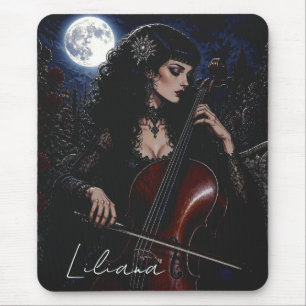 Schöne gotische Schönheit spielt Cello Personalisi Mousepad
