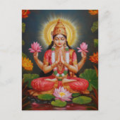 Schöne Göttin Lakshmi Traditionelle Blumenkunst Postkarte (Vorderseite)