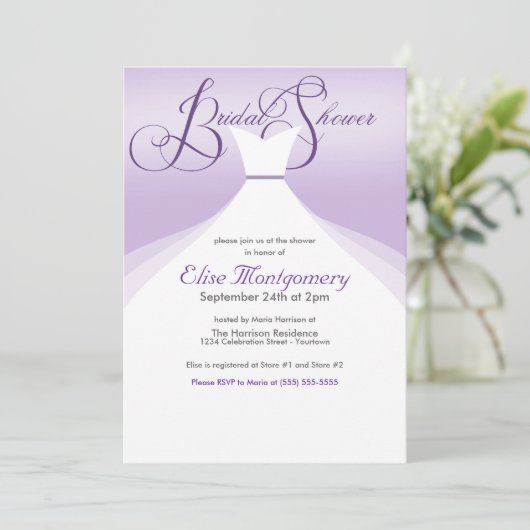 Schöne Gown Bridal Dusche Einladungen (Stehend Vorderseite)