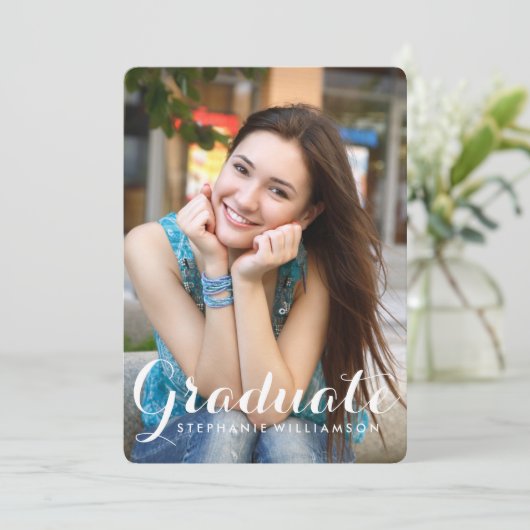 Schöne Graduate Foto Graduation Party Einladung (Stehend Vorderseite)