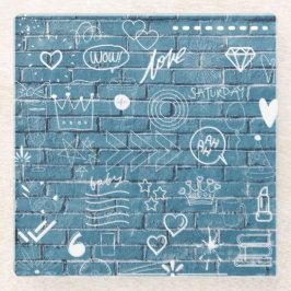 Schöne Graffiti Art on Wall Green Calligraphy Glasuntersetzer