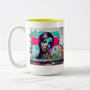 Schöne Graffiti Art Woman Zweifarbige Tasse