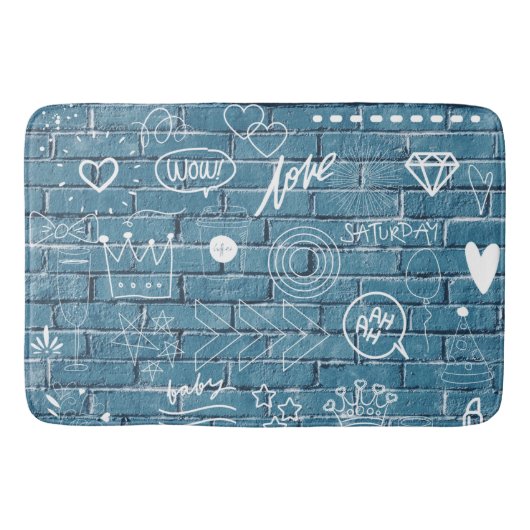 Schöne Graffiti auf der Mauer Grüne Kalligrafie Badematte (Vorderseite)