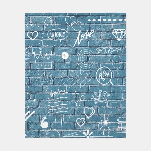 Schöne Graffiti auf der Mauer Grüne Kalligrafie Fleecedecke (Vorderseite)